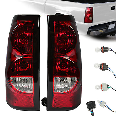#ad 2003 06 Replacement Rear Tail Lights Set For Chevy Silverado w Bulb and Harness $45.99