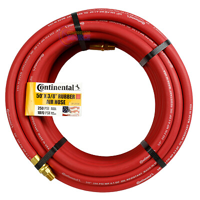 #ad Continental Compressor Air Hose 50ft x 3 8in 250 PSI Oil Resistant Rubber Red $42.95