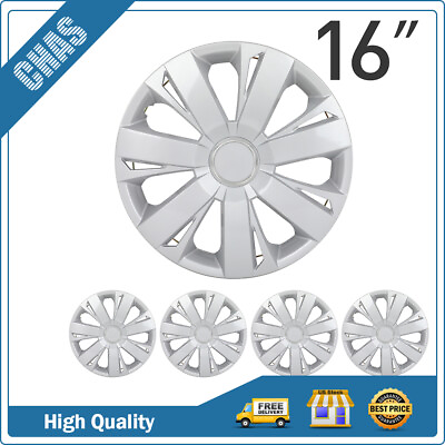 #ad 16quot; Set of 4 Silver Wheel Covers Full Rim Snap On Hub Caps Fits R16 Tire amp; Rim $35.99