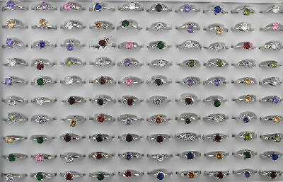 #ad Wholesale Lots 40pcs Mixed Colorful Cubic Zirconia Wedding Jewelry Lady#x27;s Rings $19.99