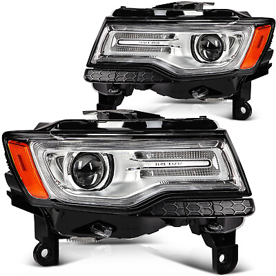 #ad For 2014 2016 Jeep Grand Cherokee HID Xenon Projector Headlight W LED DRL Pair $429.99