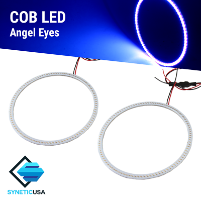 #ad A pair Angel Eyes COB Halo Ring Blue 60mm 130mm LED Light Headlight Fog Housing $17.59