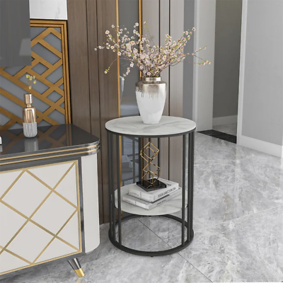 #ad Tall Frame End Table Sintered Stone Tabletop Nightstand Storage Coffee Accent $126.99