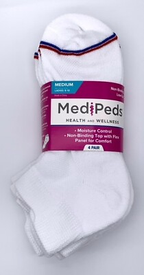 #ad MediPeds Women#x27;s White Low Cut Socks 4 Pairs $8.91
