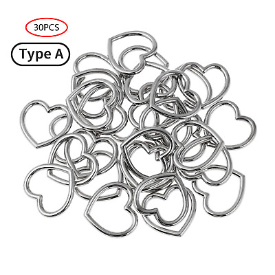#ad 30 Pcs Alloy Heart Shaped Ring For Crafts Choker Leather Necklace Jewelry Buckle $15.97