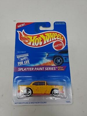 #ad 1996 Hot Wheels Splatter Paint Yellow #x27;55 CHEVY #410 $15.99