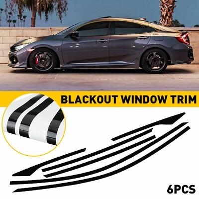 #ad #ad Chrome Delete Blackout Overlay for 2016 21 Honda Civic Sedan Window Trim BLACK $10.99