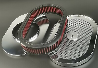 #ad 12quot; Super Flow Oval Air Cleaner Set With Washable Red Element amp; chrome top $51.65