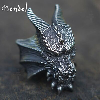 #ad MENDEL Cool Large Gothic Mens Stainless Steel Dragon Head Ring For Men Size 7 15 $15.99