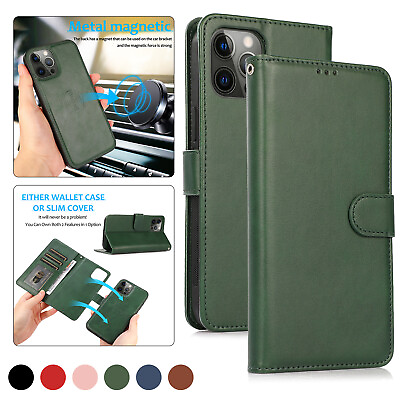 #ad For iPhone 15 Pro Max 14 13 11 12 XS XR Leather Removable Flip Card Wallet Case $11.96