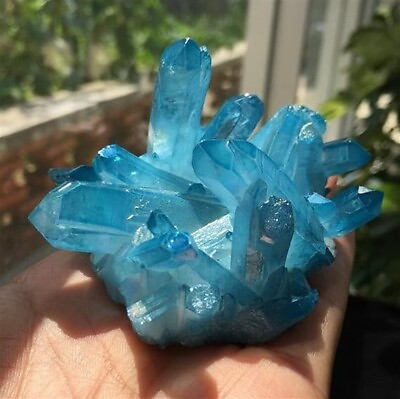 #ad Aqua Aura Blue Quartz Titanium Cluster Mineral Specimen Healing Crystal 80 100g $14.80