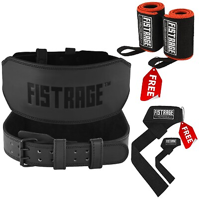 #ad FISTRAGE Weight Lifting Leather Belt Gym Training Fitness Back Support $30.99