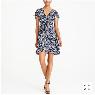 #ad Size 6 JCrew Factory Fit and Flare Blue Floral Chiffon Dress $38.00