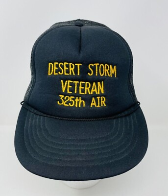 #ad Desert Storm Veteran 325th Air Vintage Hat Black Snapback Madhatter Trucker VTG $10.97