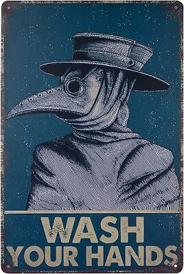 #ad Retro Signs Wash Your Hands Vintage Metal Tin Signs Plague Doctor Wall Decor Fun $14.27