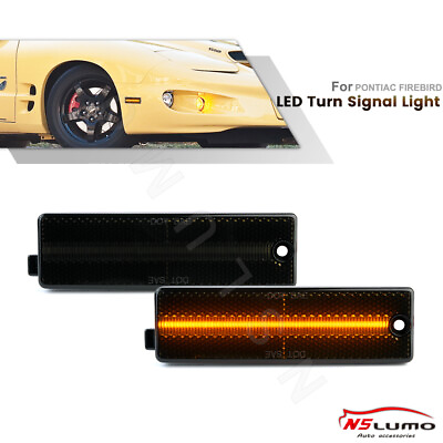 #ad For 1998 2002 Pontiac Firebird LED Smoked Amber Bumper Front Side Marker Lights $29.55