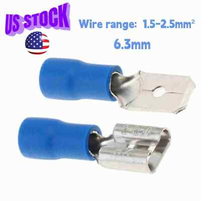 #ad 100 200X Blue Male amp; Female Spade Blade Connectors Insulated Wire Crimp Terminal $6.99