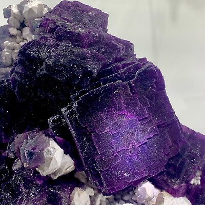 #ad 16.98LB Rare Transparent Purple Cube Fluorite Mineral Crystal Specimen China $13332.80