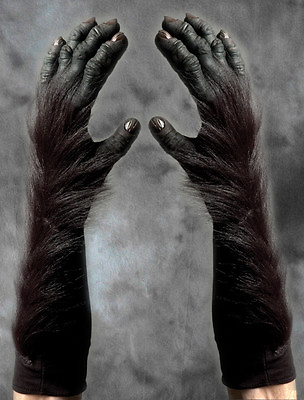 #ad Gorilla Great Ape Hands Scary Monkey Adult Latex Fur Halloween Costume Gloves $23.95