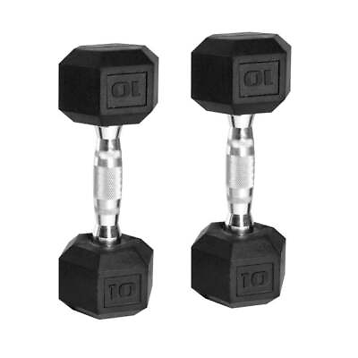 #ad #ad Dumbbell 5 8 10 12 15lb Coated Rubber Hex Dumbbell Pair 2Pcs Dumbbells US $14.39