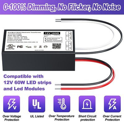 #ad Dimmable LED Transformer Driver for Indoor Outdoor LED Lights 60W Power Supply $31.00