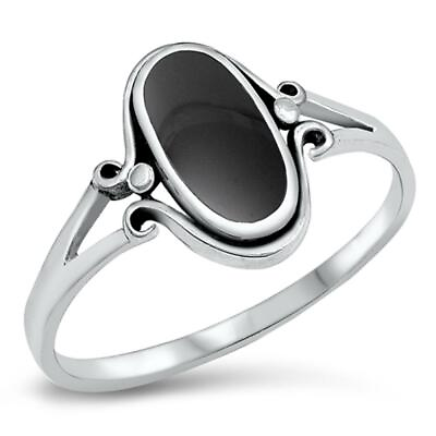 #ad Sterling Silver Woman#x27;s Black Onyx Ring Fashion 925 Band New 13mm Sizes 4 10 $14.29