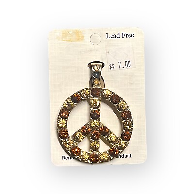 #ad Lead Free Removable Magnetic Peace 2.8quot; Pendant Gold Tone MISSING 2 STONES $7.00