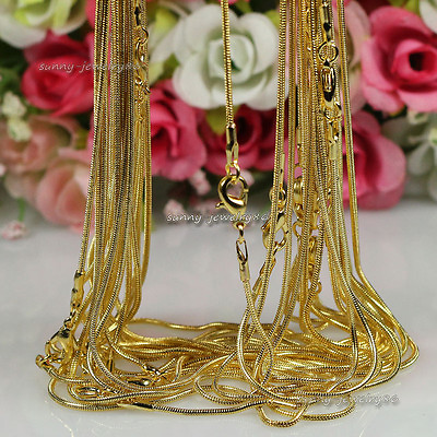 #ad Wholesale 10pcs 20pcs Gold Plated 1.2mm Snake Chain Necklace 16quot;18quot;20quot;24quot; $11.99