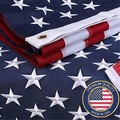 #ad 4x6 FT Outdoor Embroidered American Flag Quality Made USA Luxury Flag $19.97