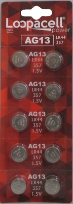 #ad LR44 BATTERY 10 piece LR44 357 A76 L1154 AG13 357 Alkaline Loopacell Battery $2.60