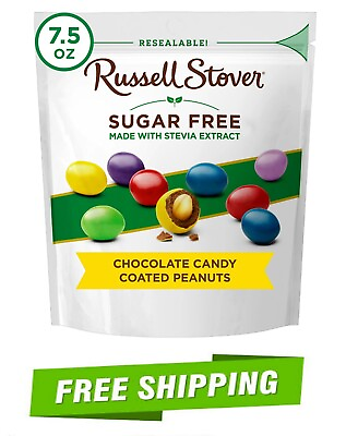 #ad New RUSSELL STOVER Sugar Free Chocolate Candy Coated Peanuts 7.5 oz. Bag $10.99