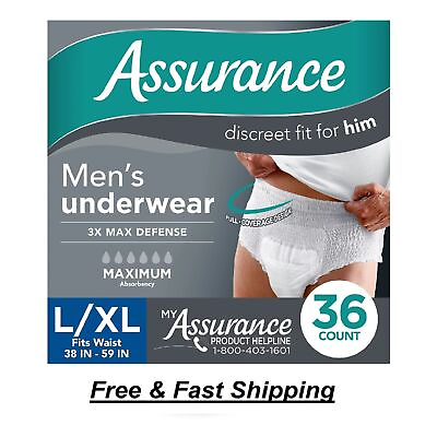 #ad Assurance Men#x27;s Incontinence Underwear Maximum Absorbency L XL 36 Count $16.34