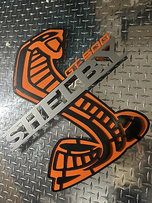 #ad 24x24” Orange And Black Powder Coated Custom Shelby GT500 Mustang Hood Prop $350.00
