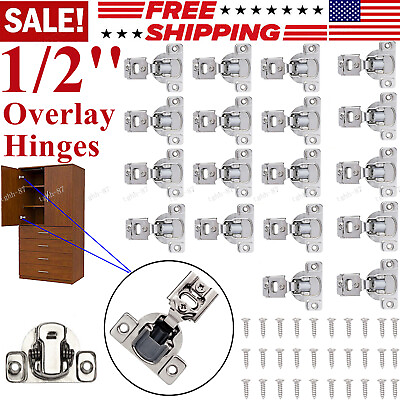#ad 1 2quot;Overlay Self Close Face Frame 105°Compact Concealed Cabinet Hinge Nickel LOT $37.85