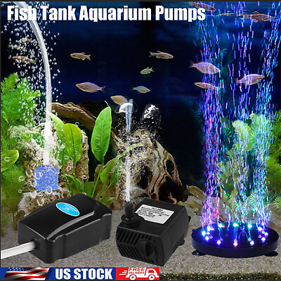 Fish Tank Air Bubble Oxygen Air Pump Stone Aerator Silent For Aquarium Pond US $26.95