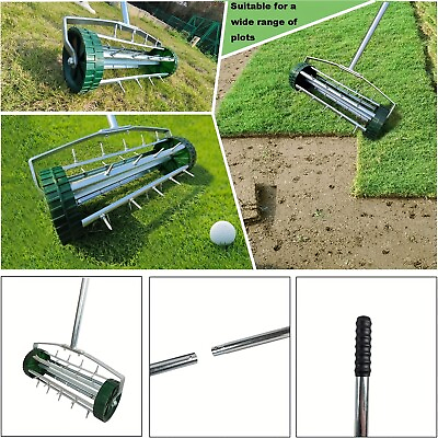 #ad Heavy duty rolling lawn aerator rolling lawn aerator rotary push tooth $52.24