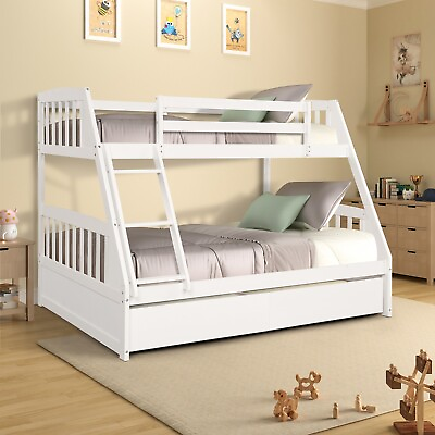 #ad Mondawe Solid Wood Twin Over Full Bunk Bed with Two Storage Drawers $985.87