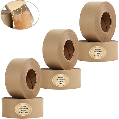 #ad Water Activated Tape Brown Reinforced Kraft Paper Carton Sealing Gummed Tape $45.99