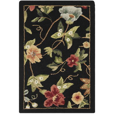 #ad Chelsea Gisselle Floral Wool Area Rug Black 1#x27;8quot; x 2#x27;6quot; $23.47