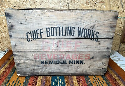 #ad Vintage Chief Bottling Works Beverages Bemidji Minnesota Wood Box Crate $79.99