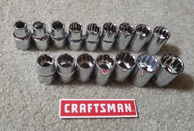Craftsman 17 PC 1 2quot; Dr 12 PT SAE Metric Sockets New $15.12