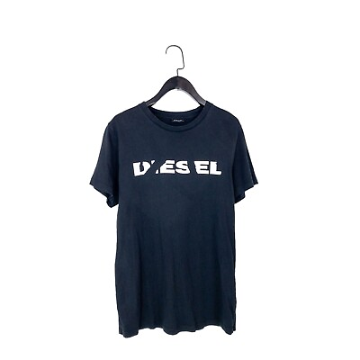 #ad Diesel Black White Spell Out Graphic Logo Short Sleeve T Shirt Size M GBP 15.00