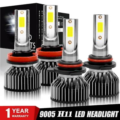 #ad Combo 9005 H11 LED Bulb High Low Beam Headlight Kit 6000K White Super Bright $29.99