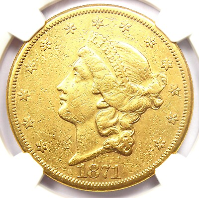 #ad 1871 CC Liberty Gold Double Eagle $20 Coin NGC AU Details RARE Key Date $30062.75
