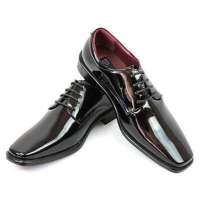 #ad New Mens Dress Tuxedo Shoes Black Round Toe Patent Leather Shiny Lace Up Parrazo $19.99