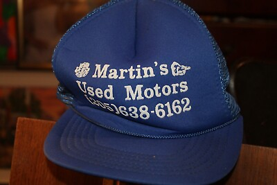 Vintage 1980#x27;s Mesh Trucker Hat Martin#x27;s Used Motors Guntersville Ala $5.00