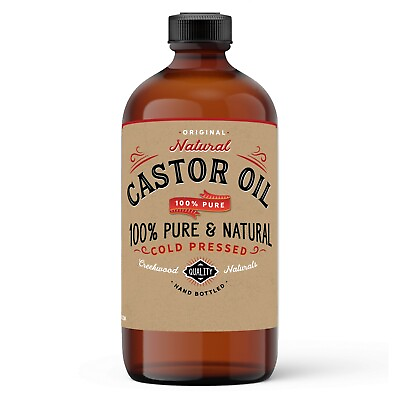 #ad Castor Oil 100% Pure Cold Pressed in Glass Bottle Hair Skin $9.94