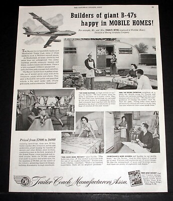 #ad 1952 OLD MAGAZINE PRINT AD TRAILER COACH ASSOCIATION LIVE HAPPY MOBILE HOMES $12.99