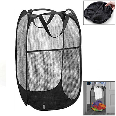 #ad Collapsible Laundry Hamper Large MeshPop up Laundry Cart Clothes Basket $5.25