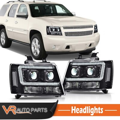 #ad LED Tube Dual Projector Headlight Fit For 2007 14 Chevy Tahoe Suburban Avalanche $159.80
